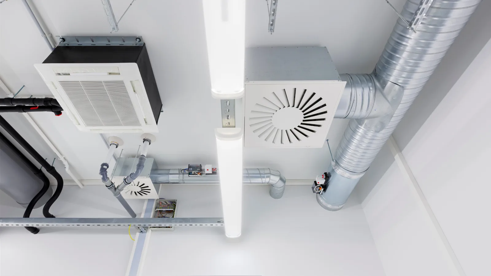 HVAC zoning system with air ducts and vents, highlighting efficient heating and cooling solutions for residential and commercial spaces.