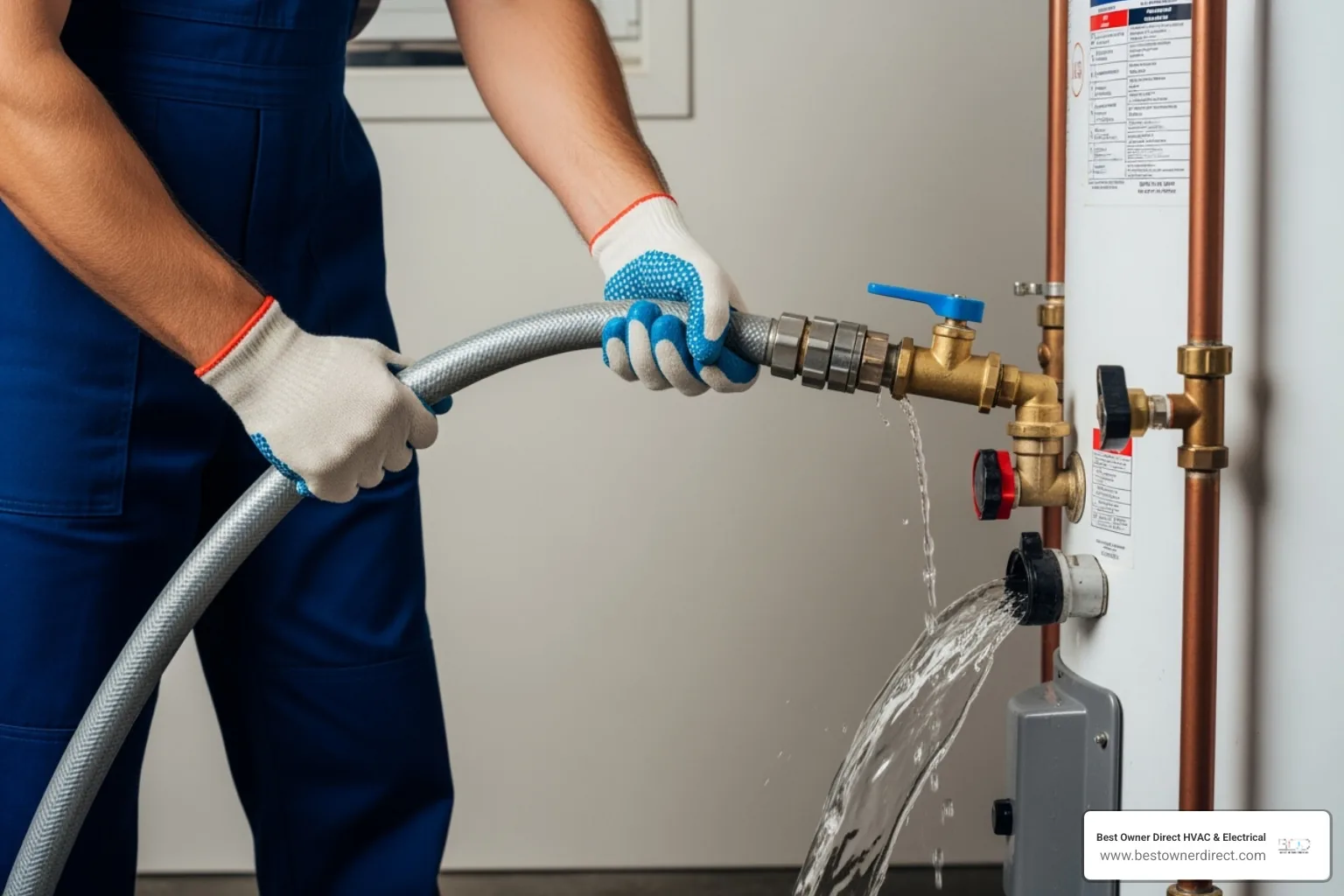 technician flushing water heater - emergency water heater service in Kings Heights Portland, OR technician flushing water heater - emergency water heater service in Kings Heights Portland, OR