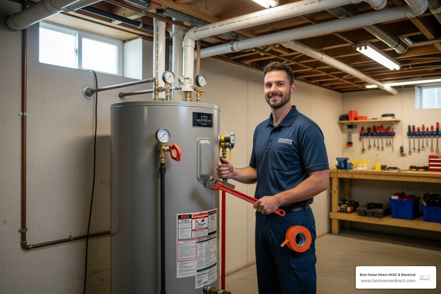 friendly, professional technician with tools - emergency water heater service in Forest Highlands Lake Oswego, OR friendly, professional technician with tools - emergency water heater service in Forest Highlands Lake Oswego, OR