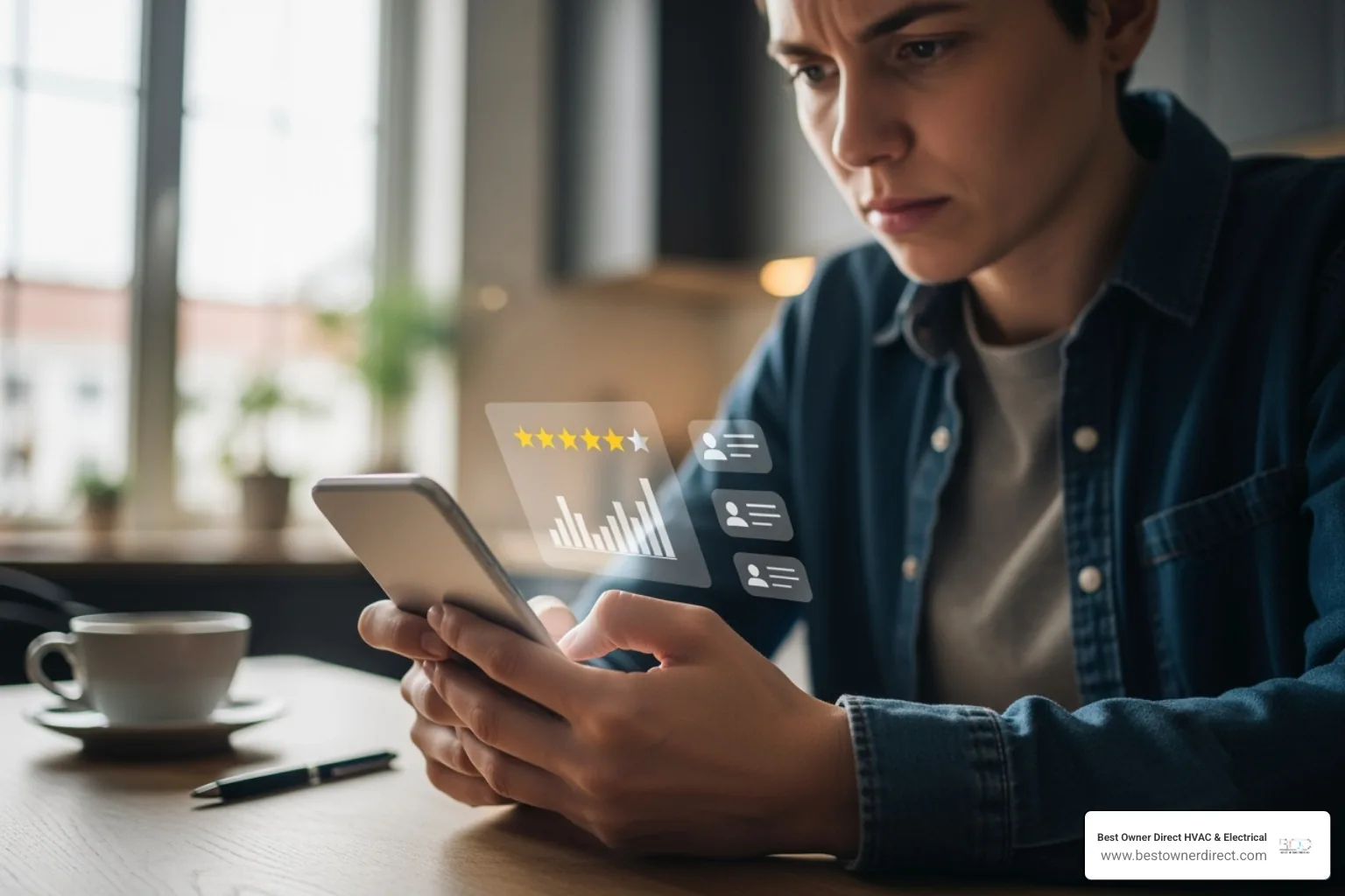 Person looking at plumber reviews on a smartphone - emergency water heater service in Reedville Hillsboro, OR Person looking at plumber reviews on a smartphone - emergency water heater service in Reedville Hillsboro, OR