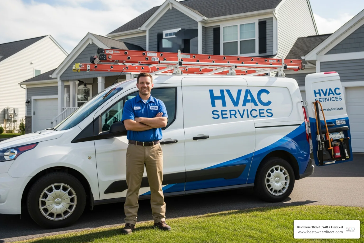 friendly technician with company van - heating best company in tigard or friendly technician with company van - heating best company in tigard or