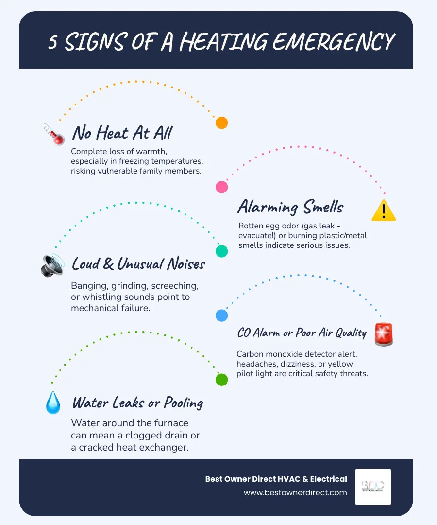 infographic showing five key signs of heating emergency