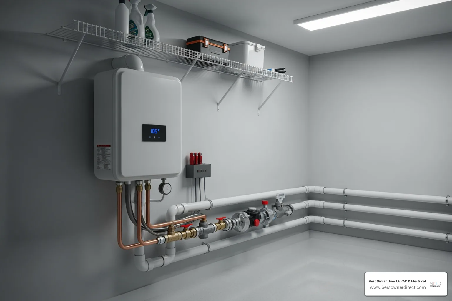 compact tankless water heater mounted on a wall - water heaters repair in tigard or