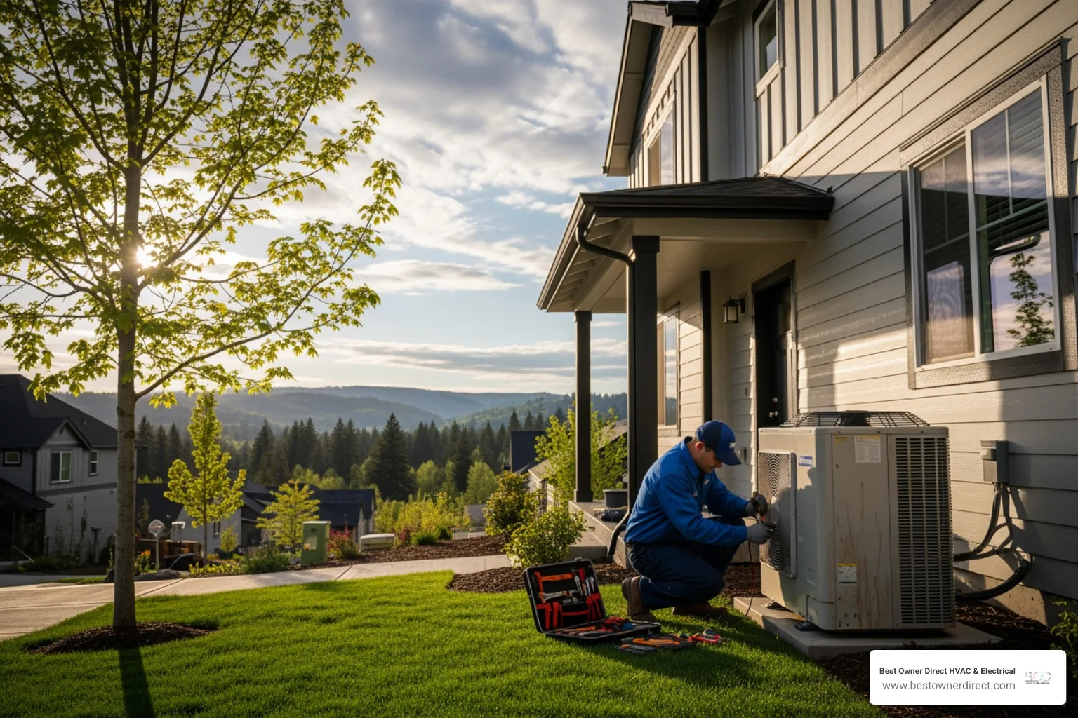 Infographic showing steps to find a qualified heat pump technician in Hillsboro
