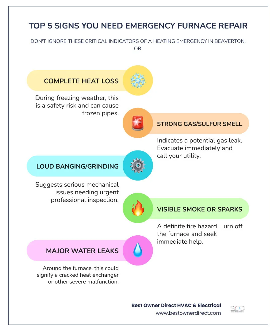 infographic showing the top 5 signs you need emergency furnace repair