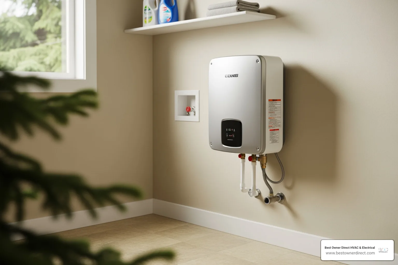 infographic showing side-by-side comparison of tank water heater