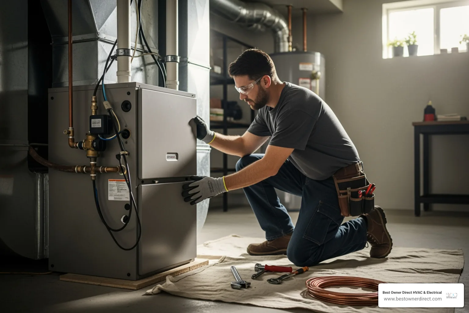 modern living room with heating vent and winter view - best furnace installation in cornelius, or