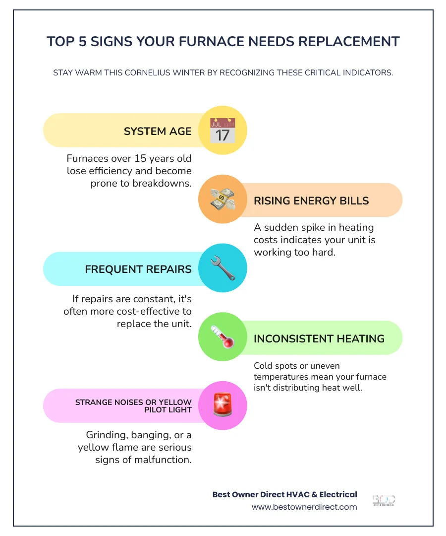 infographic showing the top 5 signs a furnace needs replacement