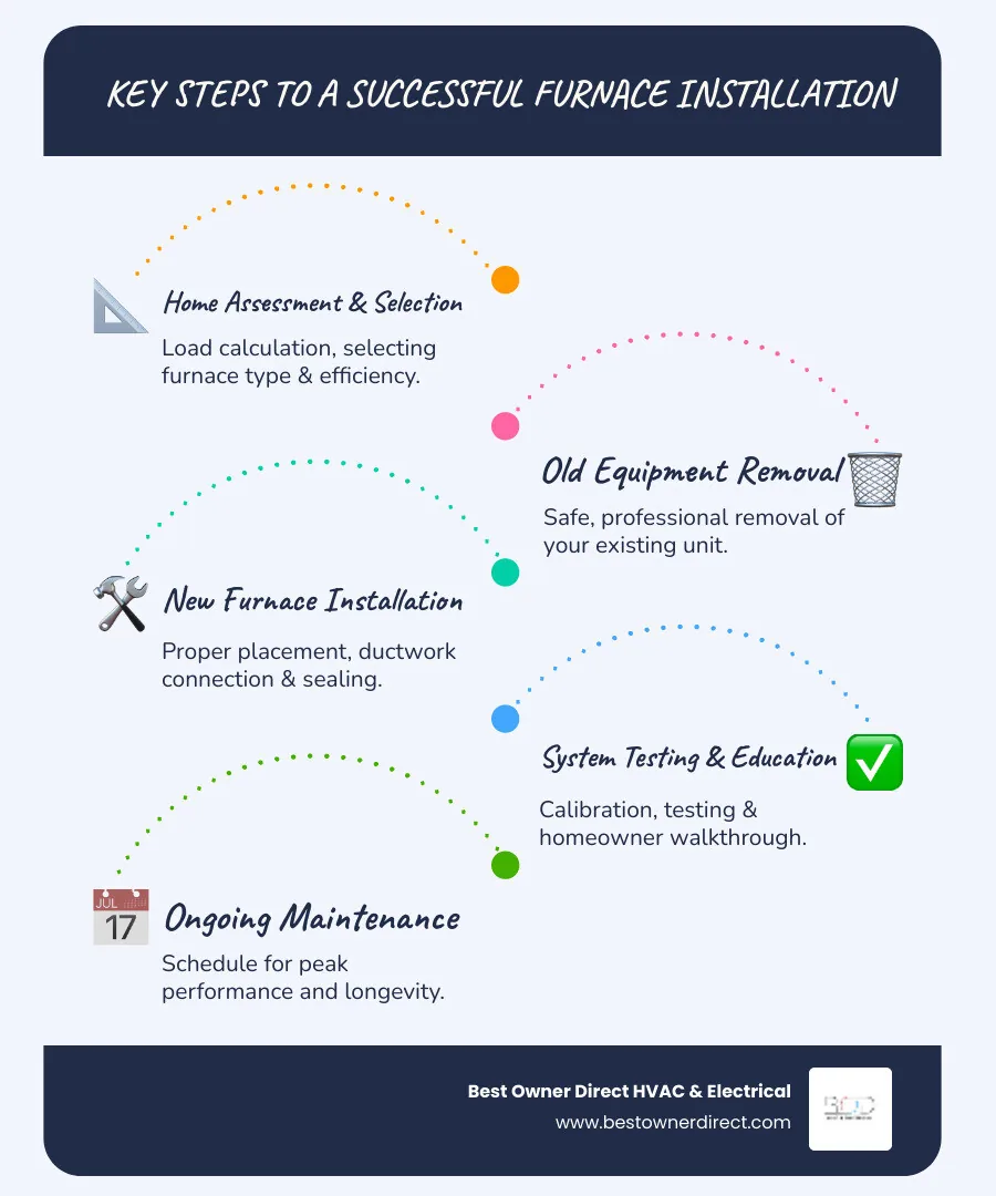 infographic showing the key steps to successful furnace installation