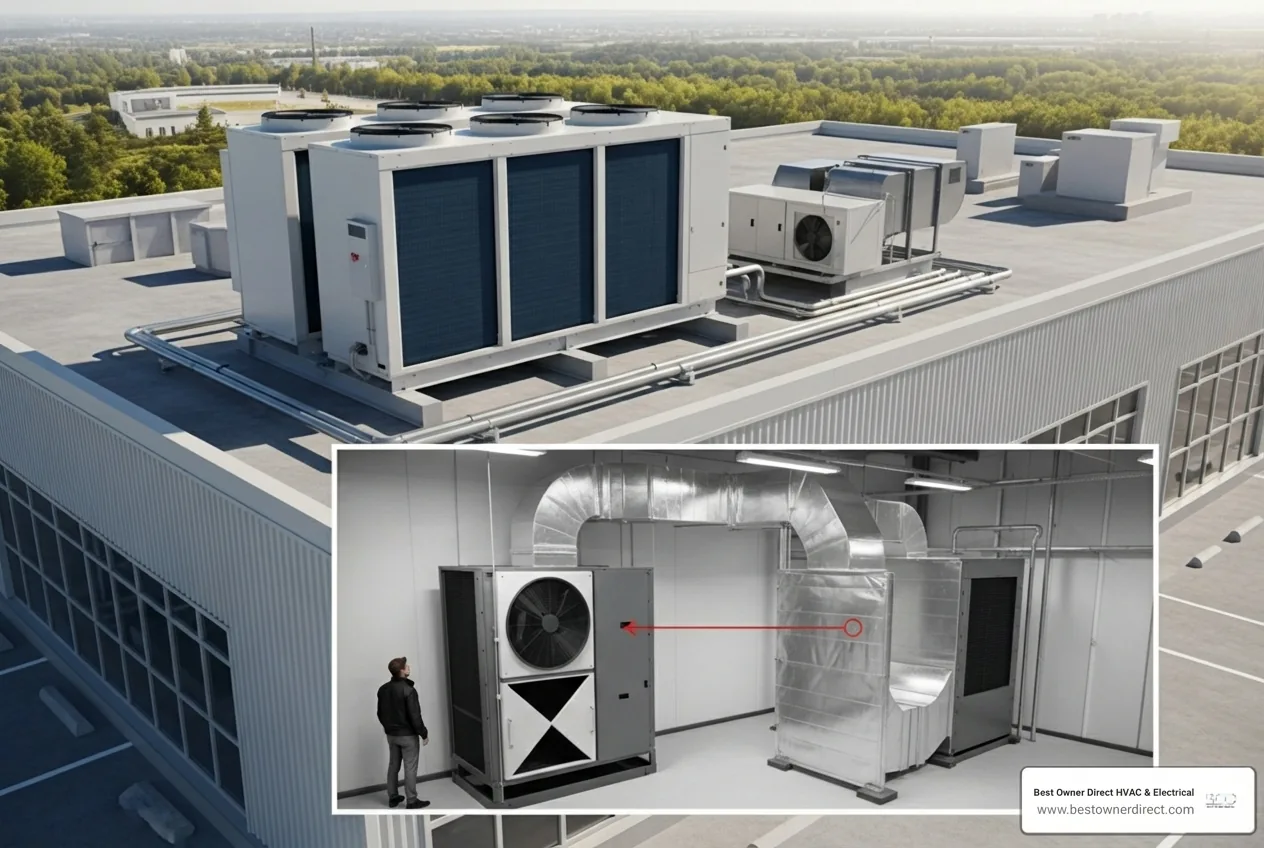 Infographic showing commercial heat pump operation cycle
