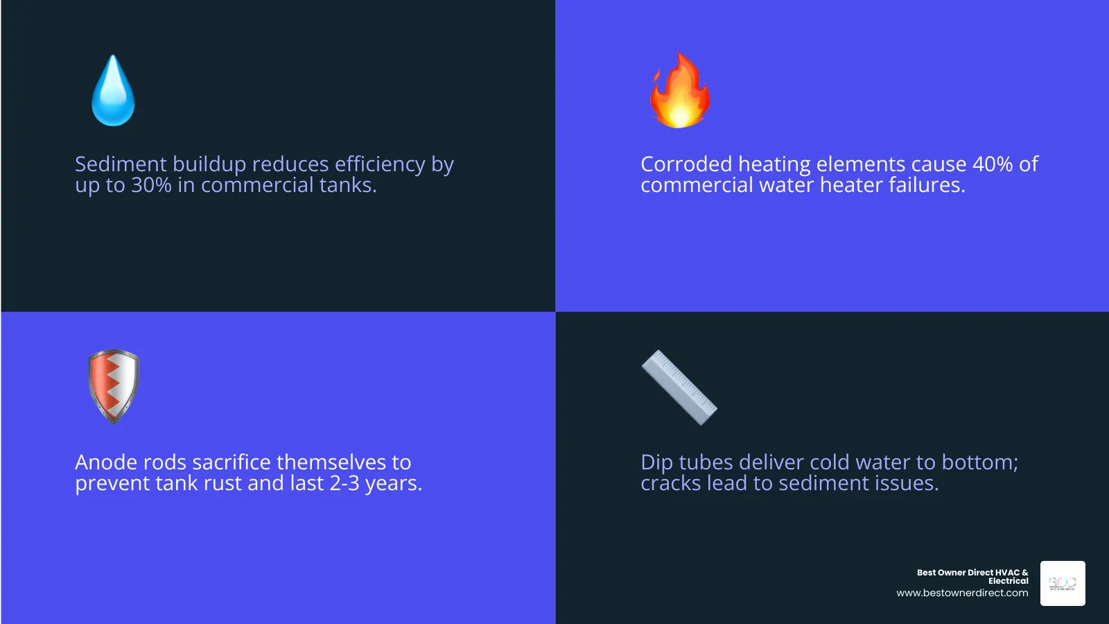 infographic showing commercial water heater components